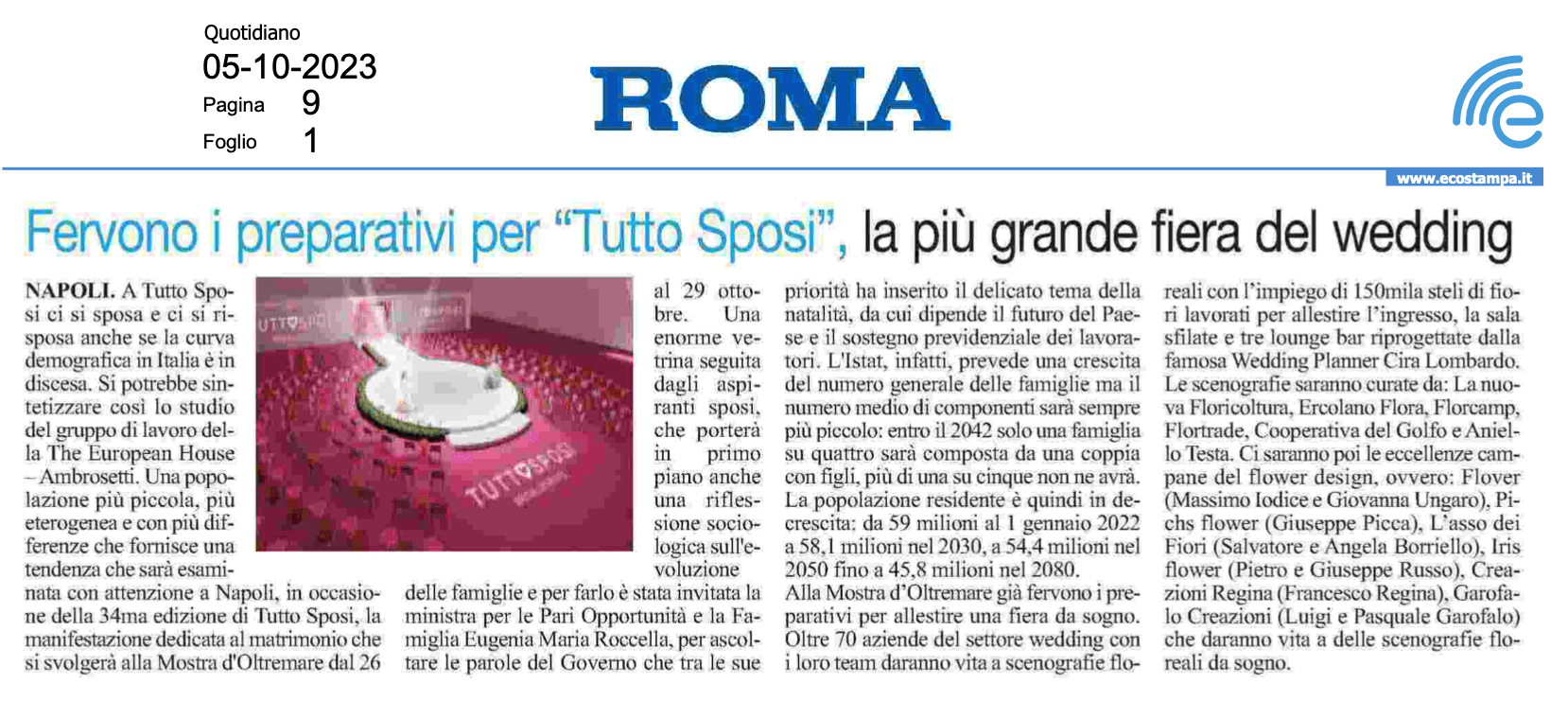 Scopri di più sull'articolo Fervono i preparativi per”TuttoSposi”, la più grande fiera del wedding