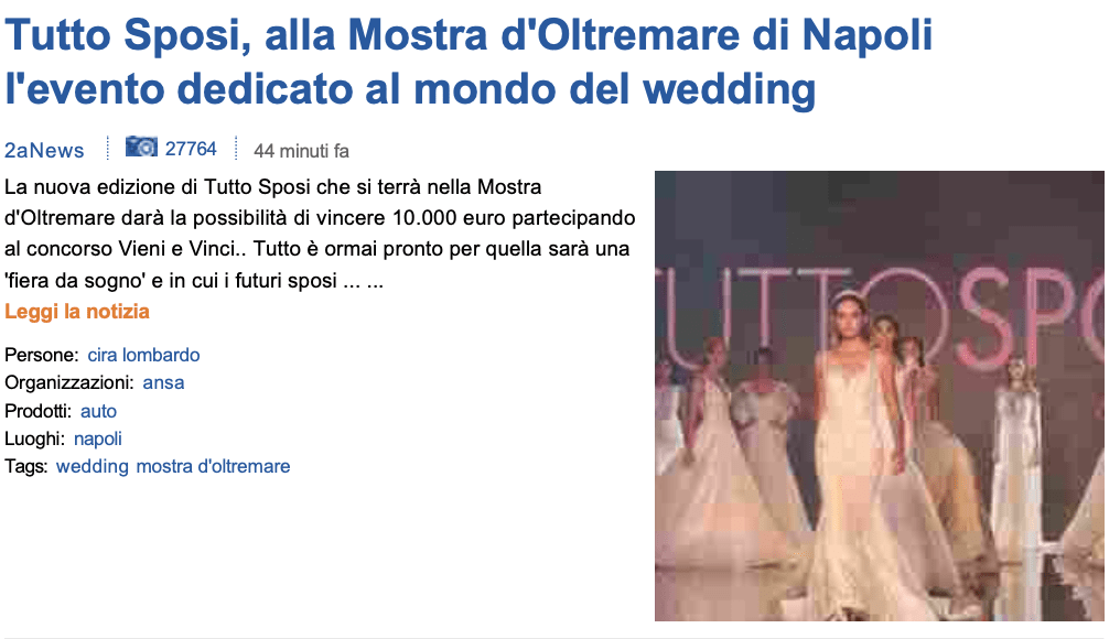 Scopri di più sull'articolo Tutto Sposi, alla Mostra d’Oltremare di Napoli l’evento dedicato al mondo del wedding