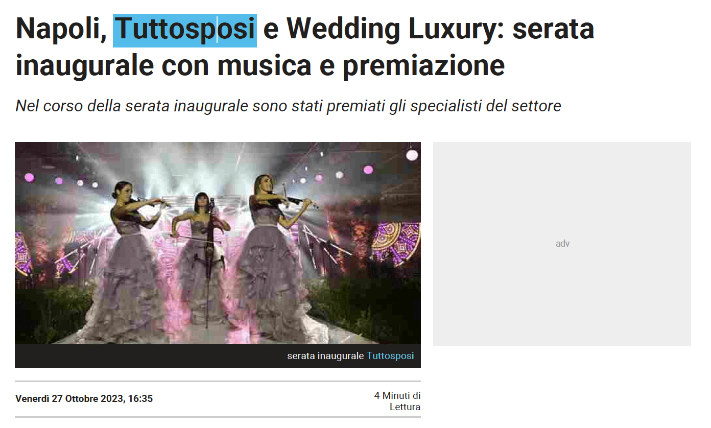 Scopri di più sull'articolo Napoli, Tuttosposi e Wedding Luxury: serata