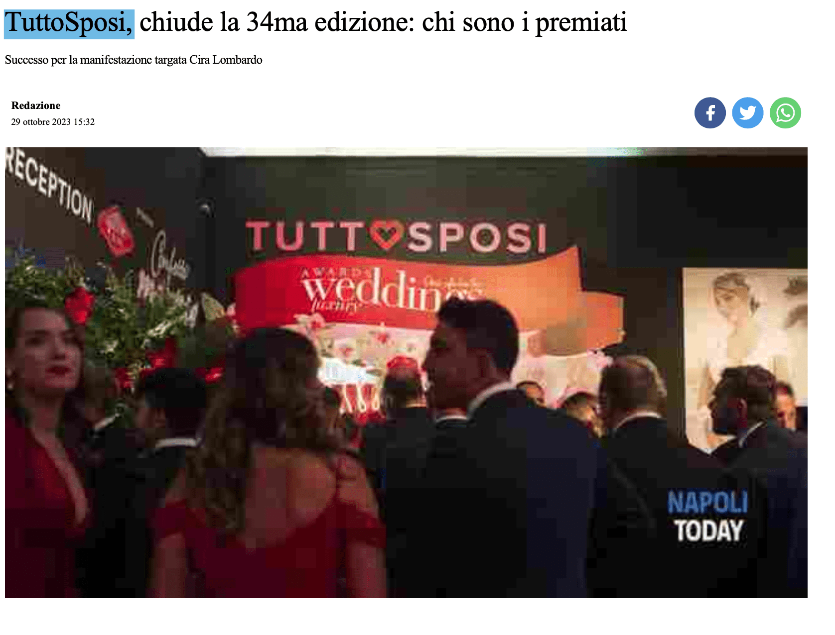 Scopri di più sull'articolo TuttoSposi, chiude la 34ma edizione: chi sono i premiati