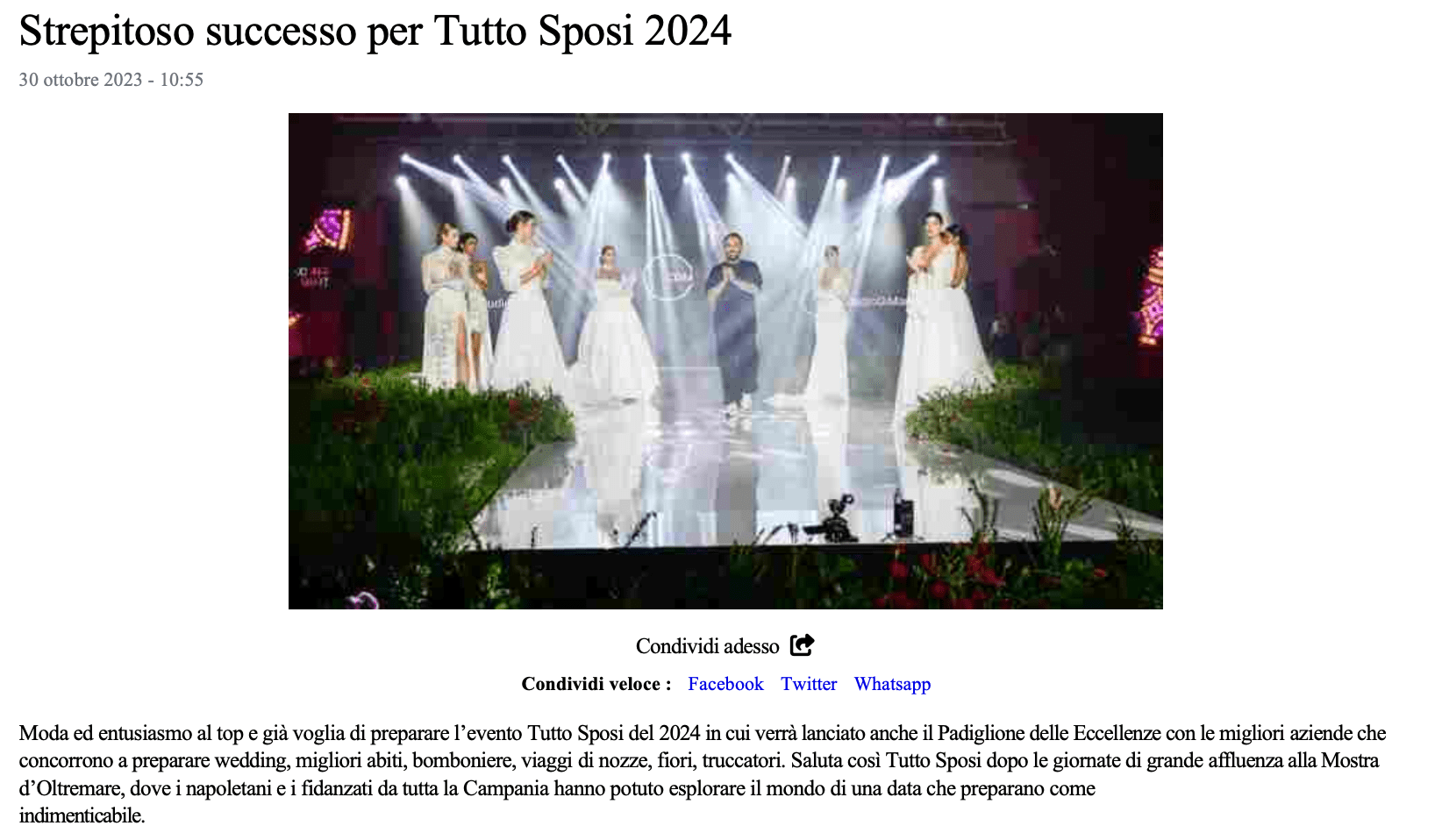 Scopri di più sull'articolo Strepitoso successo per Tutto Sposi 2024