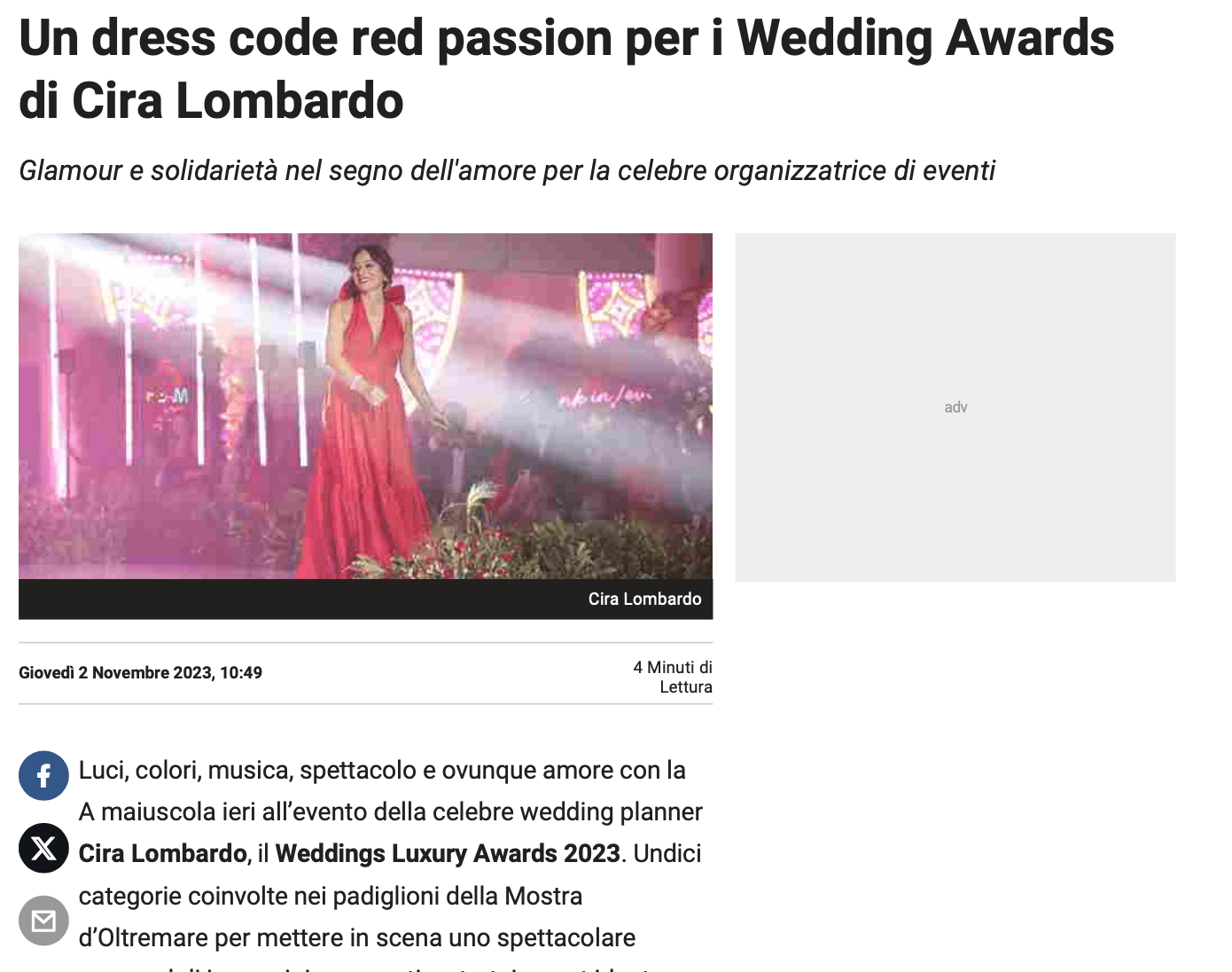 Scopri di più sull'articolo Un dress code red passion per i Wedding Awards di Cira Lombardo